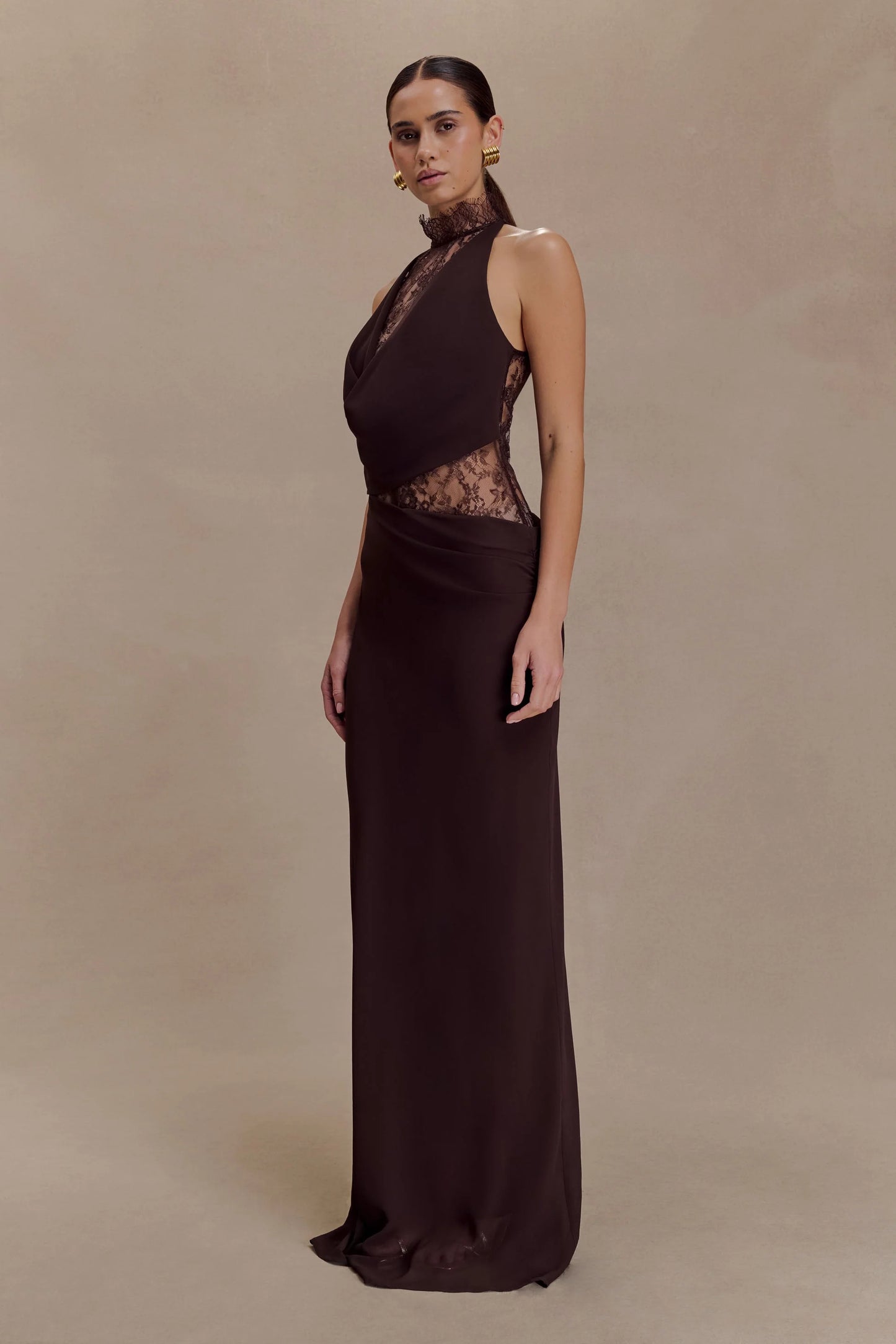 Livette - Lace Halter Maxi Dress