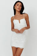 Denise Lace & Sequin Mini Dress White