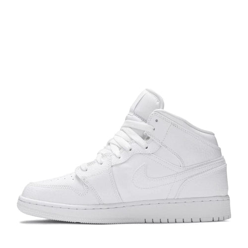 NIKE AIR JORDAN1 MID GS TRIPLE WHITE (NEW) (NEW)