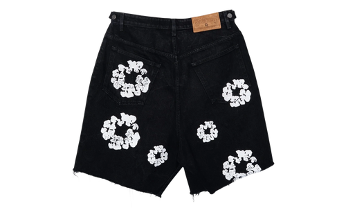 The Cotton Wreath Denim Shorts "Black White" DT401