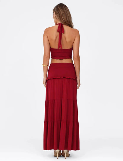 Mireille - Halter top and long skirt set in soft jersey