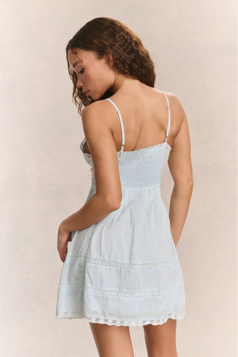 Docila Cotton Mini Dress - BLUE