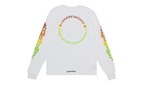 Floral Sleeve Gradient Long-Sleeve T-Shirt "White" CHRM1142