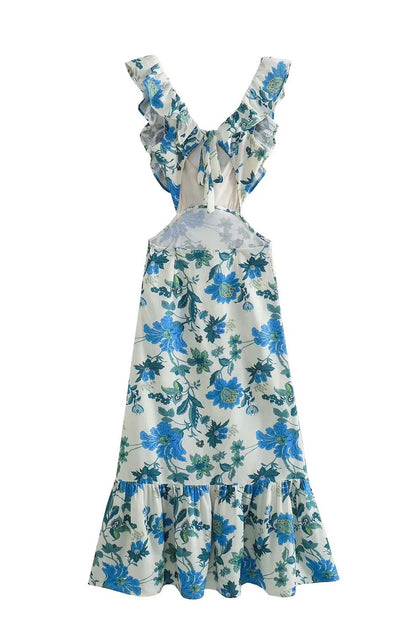 Amelora – Romantic Ruffle Dress with Floral Print