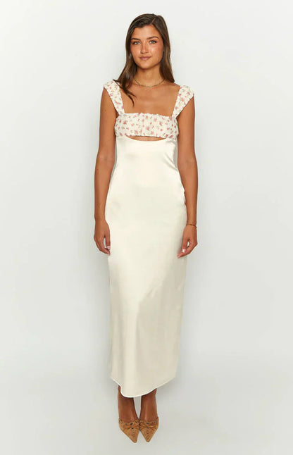 Yolandah Cream Chiffon Maxi Dress