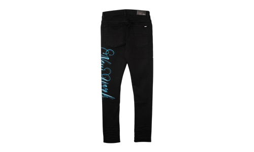 MA New York Airbrush Logo Jeans "Overdyed Black Blue White" AMDNSY1178 018