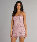 Zoey Sequin Floral Chiffon Tie Mini Dress