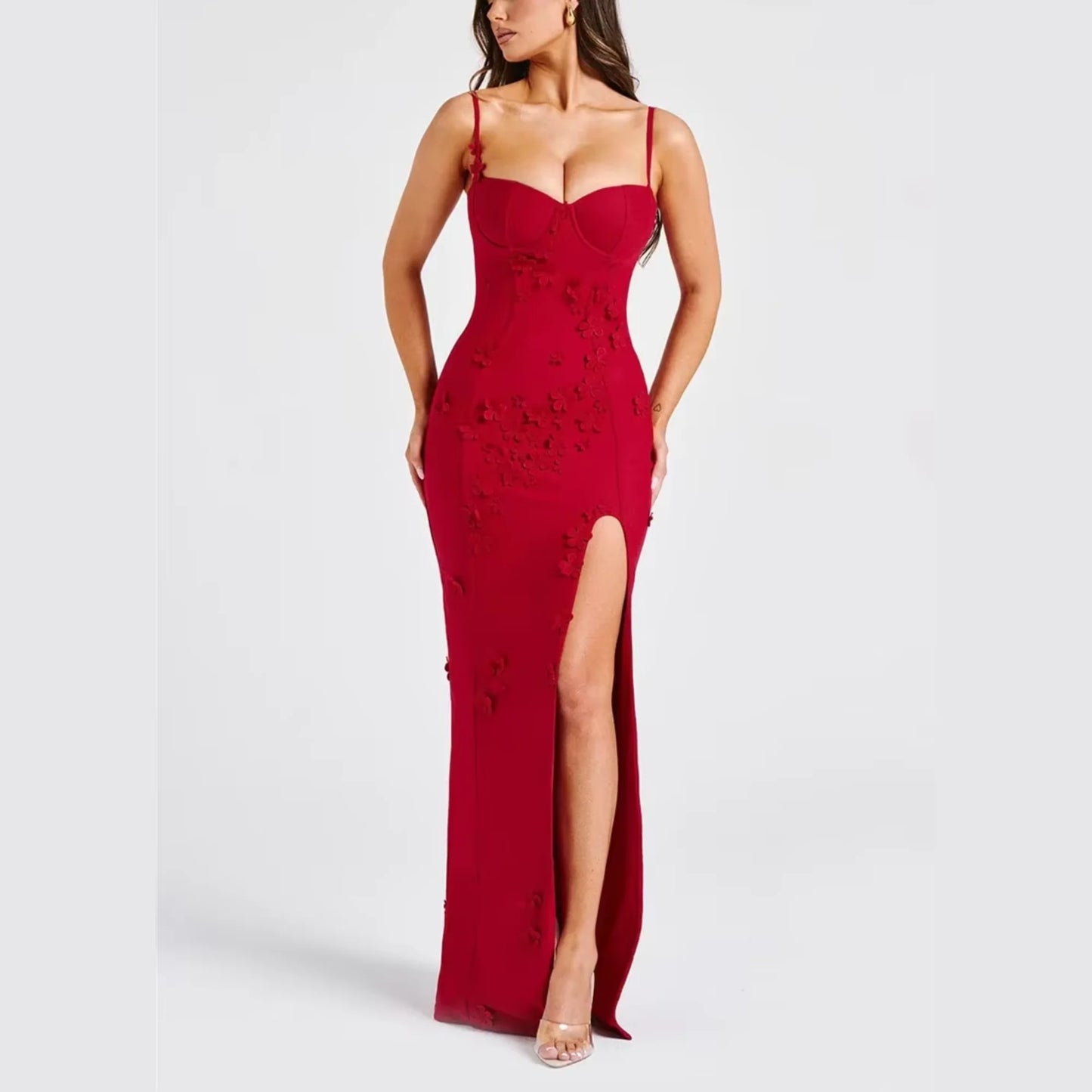 Livette - Flower Spaghetti Maxi Dress