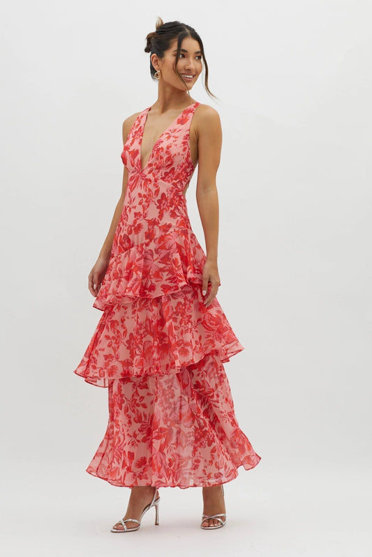 Veda Ruffle Midi Dress