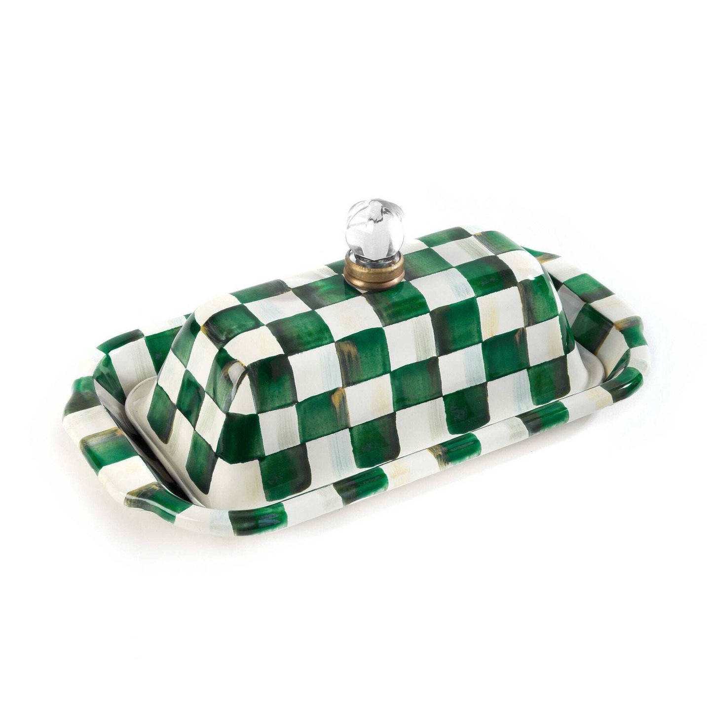 Emerald Check Butter Box by Mackenzie-Childs