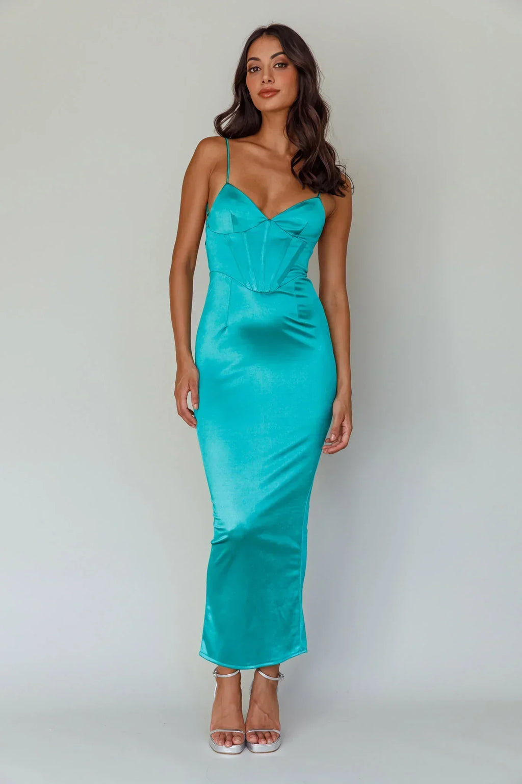 Seraya Lace-Up Back Dress Green