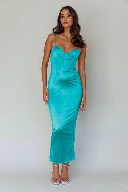 Seraya Lace-Up Back Dress Green