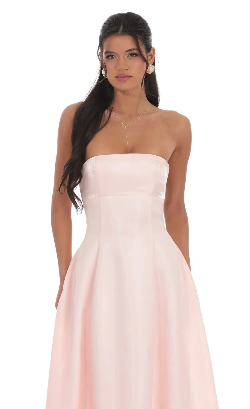 Sheen Empire Waist Maxi Dress in Pink