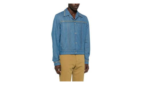 Crystal Pleated Cadet Jacket "Retro Indigo" AMDNJT1004 RETR
