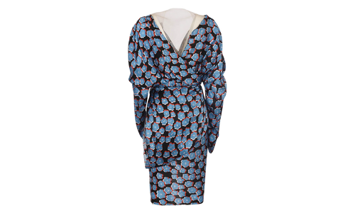 SILK FLORAL DRAPED MINI DRESS "Blue" RW DR0222 5307 E22 1020