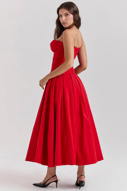 Livette - Strapless Corset Midi Dress