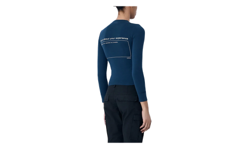 Long-Sleeve Fitted Crew Neck Top WMNS "Washed Navy" 856861 TTVL3 8806