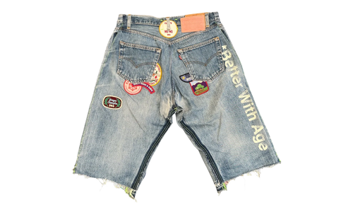 Gentlemen's Triple-Wide Long Denim Shorts "Indigo" BWA94