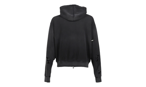 Elliott Distressed Logo Zip Up Hooded Sweatshirt "Washed Black" SS25HO005 WBLK
