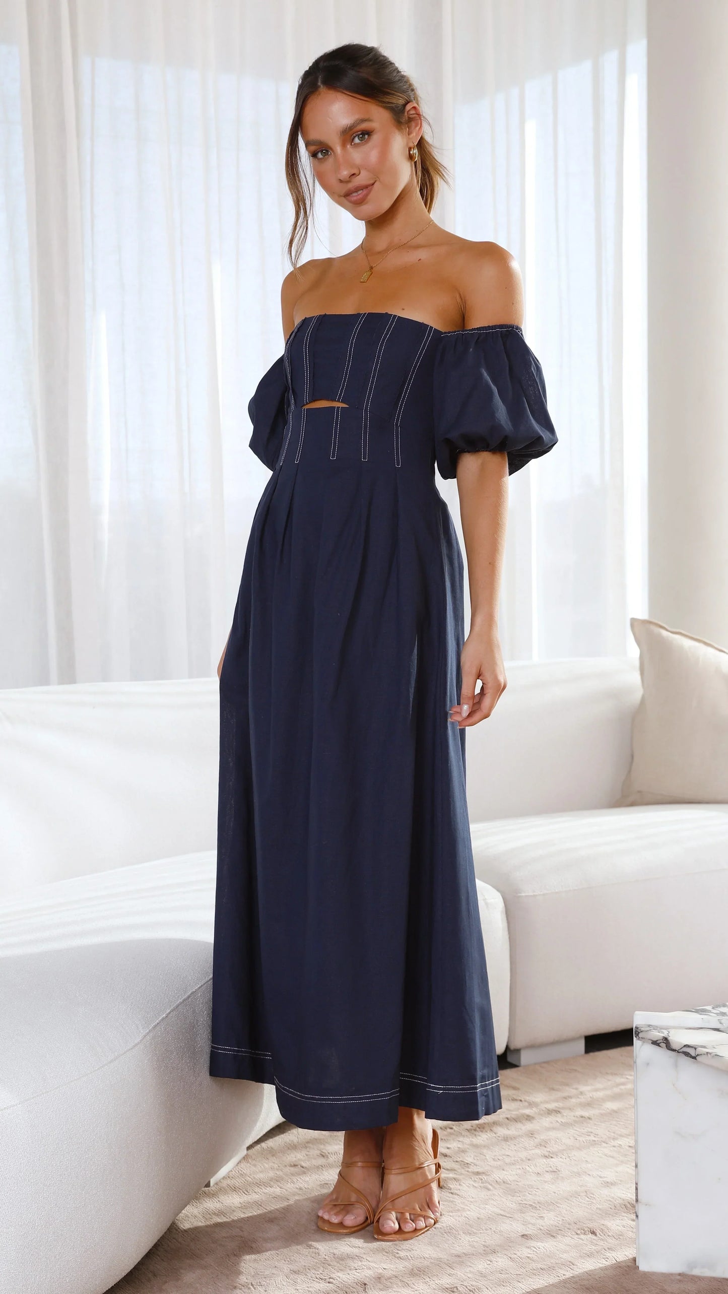 Claira Midi Dress - Navy
