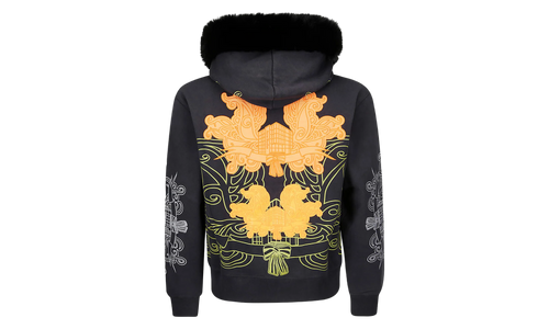 Faux Fur-Trimmed Embroidered Zip-Up "Black" BI0204900