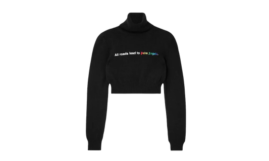 All Roads Cropped Turtleneck Sweater "Black" PWHF024F23KNI002