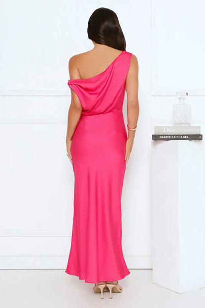 Late Night Luxe Off Shoulder Satin Maxi Dress