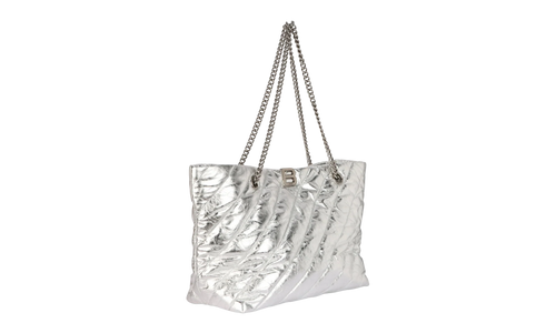Medium Metallized Quilted Crush Carry All Tote Bag "Silver" 777856 2AAWU 8110