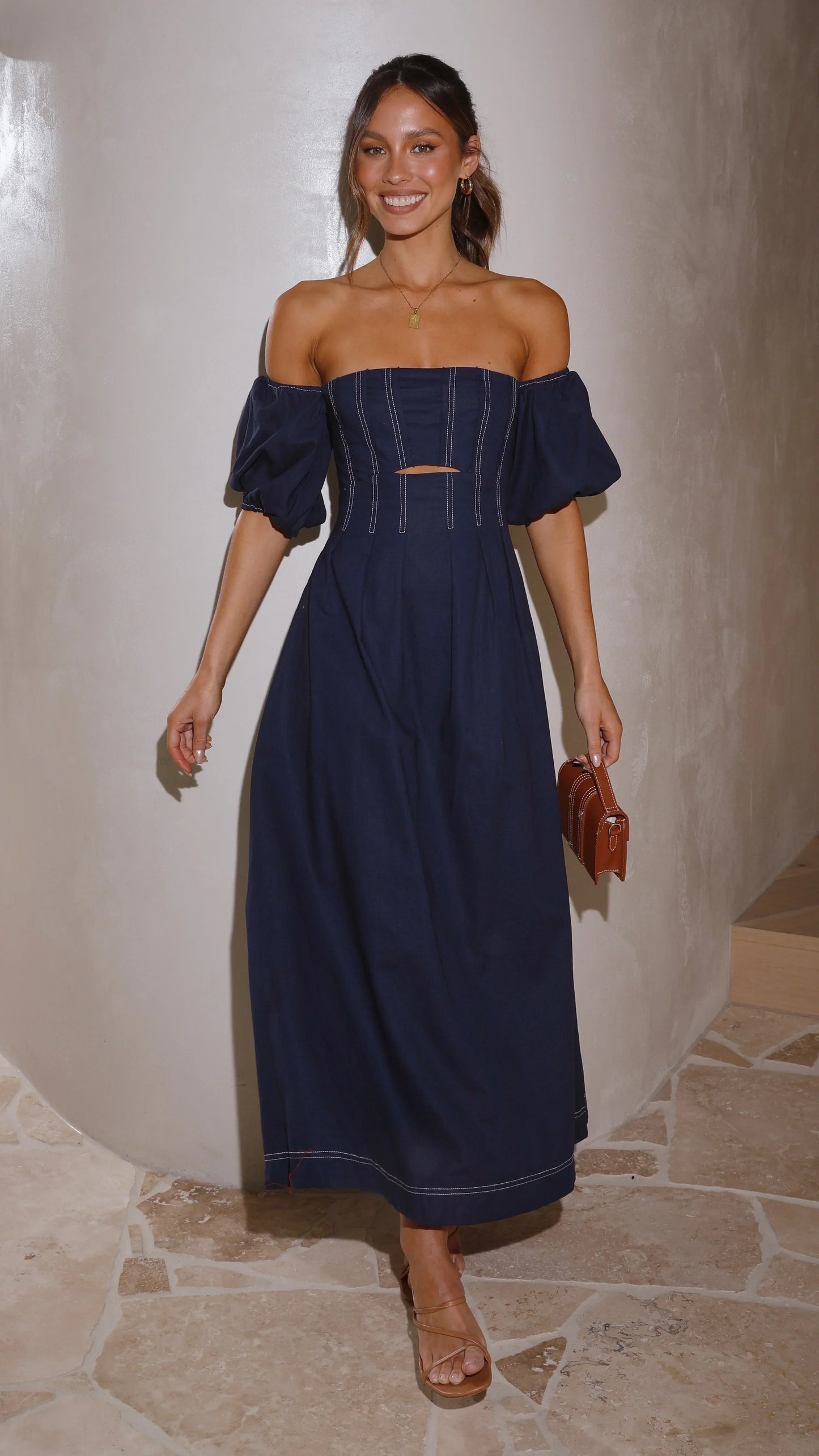 Claira Midi Dress - Navy