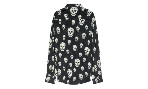 All Over Skulls Button Down Shirt "Black / Ivory" AM004