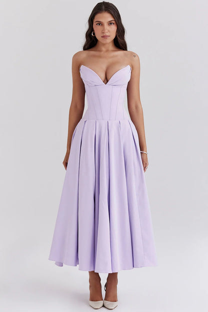 Livette - Strapless Corset Midi Dress