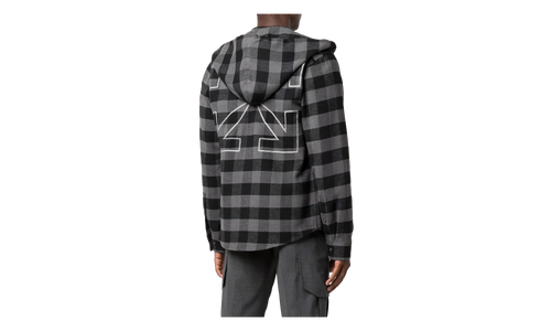 Arrow Hoodie Flannel Shirt "Black / White" OMGA125F21FAB0010501