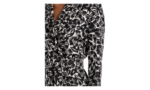 SILK FLORAL WRAP MIDI DRESS "Black" RW DR0013 5615 P23 10