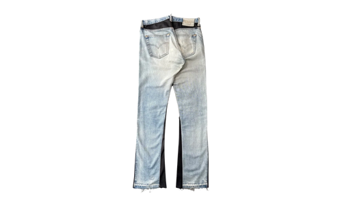 Bronco Leather Flare G Patch Jeans "Indigo Black" GD107