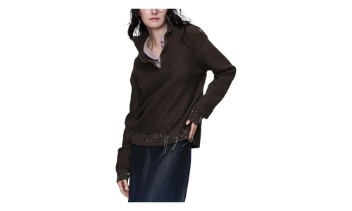 Wool Quarter-Zip Sweater WMNS "Brown" S51HL0040M13227143F