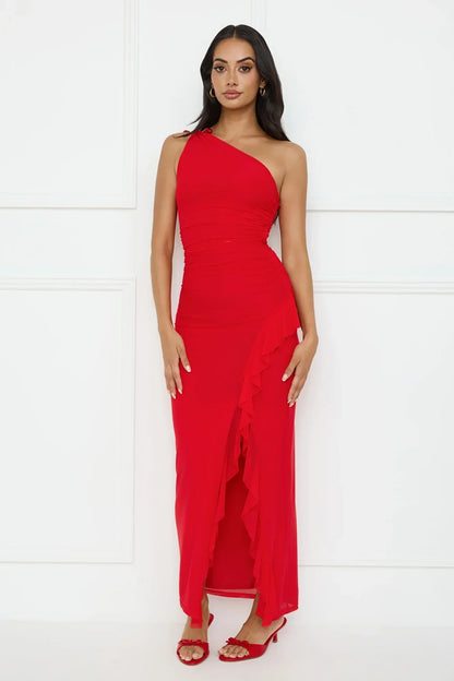 Neon Nectar One Shoulder Mesh Maxi Dress