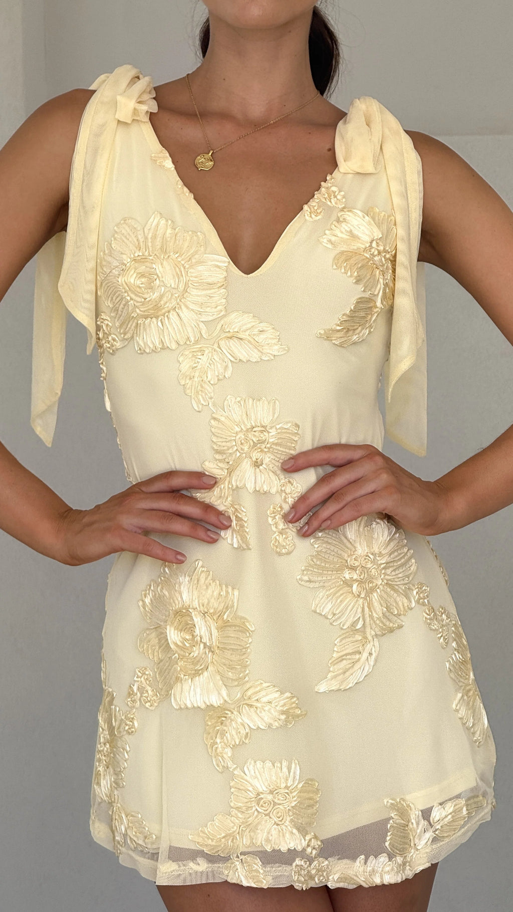 Usha Tie Strap Mini Dress - Yellow