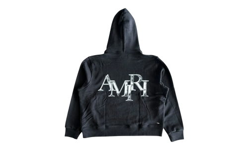 Staggered Logo Hooded Sweatshirt "Black Chrome" EXMJL002 001