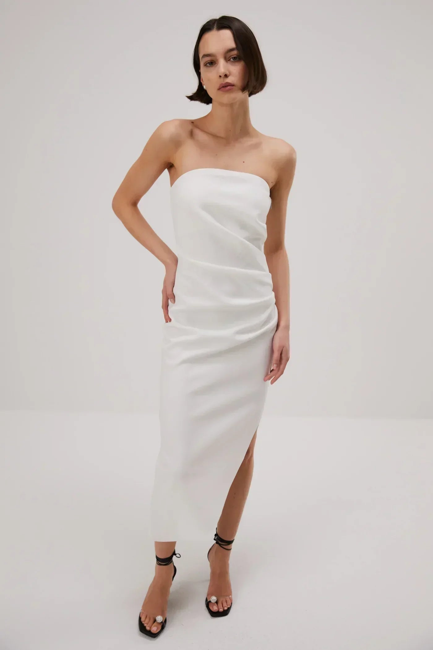 Misha Audrina Bonded Crepe Midi Dress - Ivory