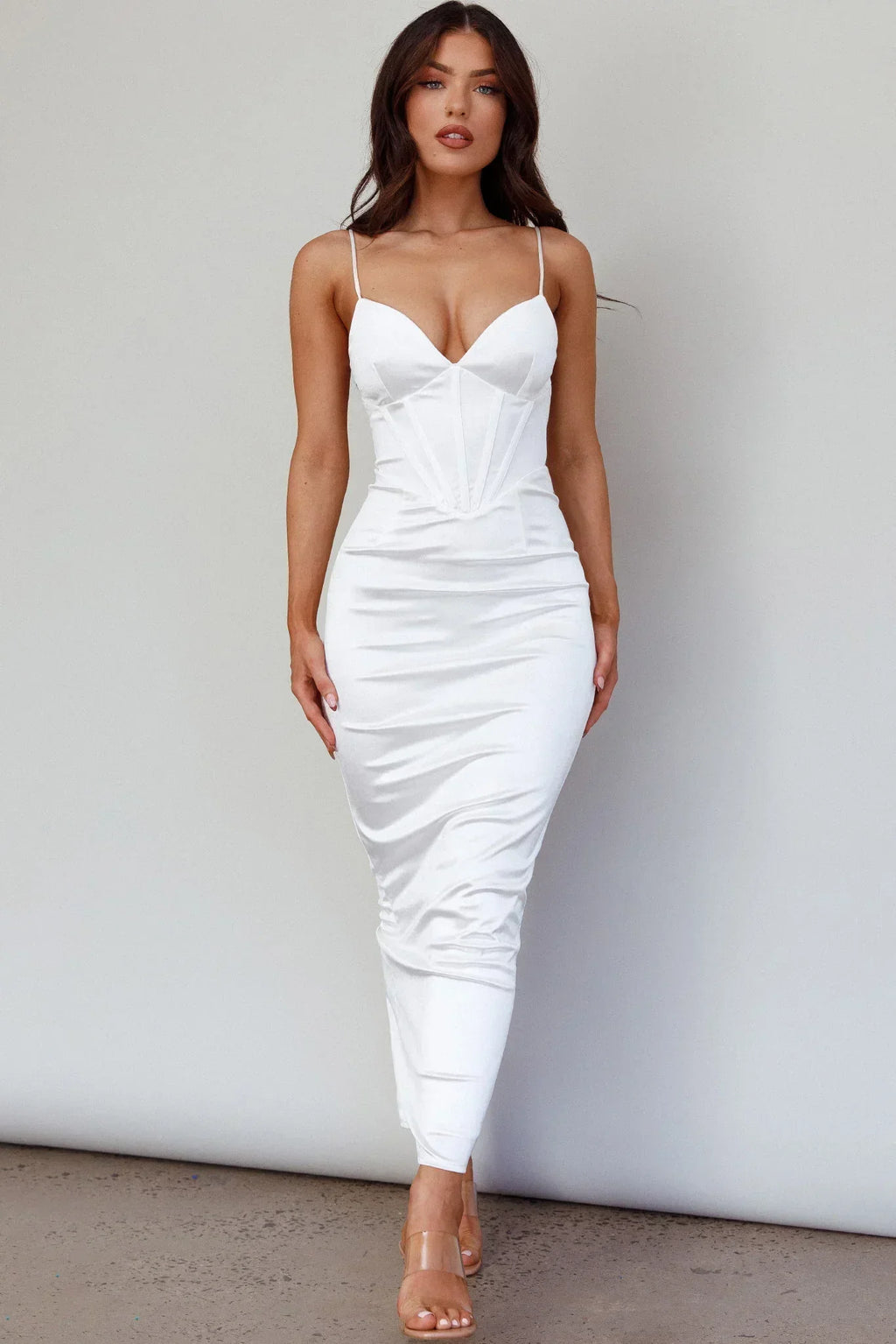 Seraya Lace-Up Back Dress White